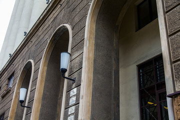 BELGRADE, SERBIA, August 3, 2019. Architectural fragment of the facade of a typical building in the historical part of the city