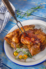 Chicken quarters baked.