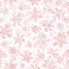Naklejka na ściany i meble Christmas seamless pattern of snowflakes, light red on white background