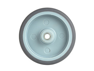 Wheel made of polyamide and gray rubber isolated on a white background