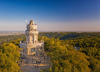 Fototapeta premium Aerial view on the Elizabeth Lookout in Budapest