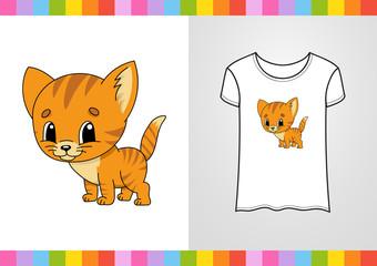 Cute character on shirt. Colorful vector illustration. Cartoon style. Isolated on white background. Design element. Template for your shirts, books, stickers, cards, posters.