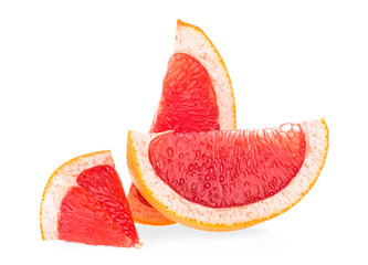 Slices of grapefruit isolated on a white background