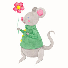 Cute mouse with ballon