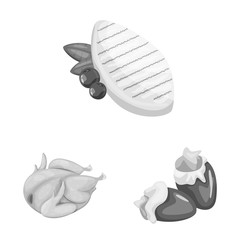 Isolated object of cuisine and bird sign. Collection of cuisine and poultry stock vector illustration.