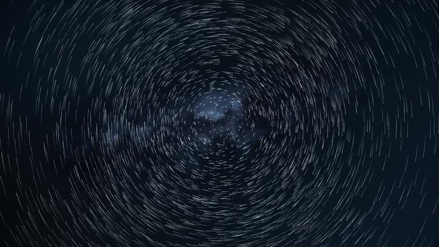 Timelapse of Moving Stars of a Trail in the Night Sky. Milky Way Galaxy.