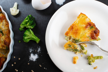 Low Carb Gluten Free Broccoli Cauliflower Pie