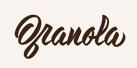 Granola - calligraphic inscription. Hand lettering on light background. Vector.