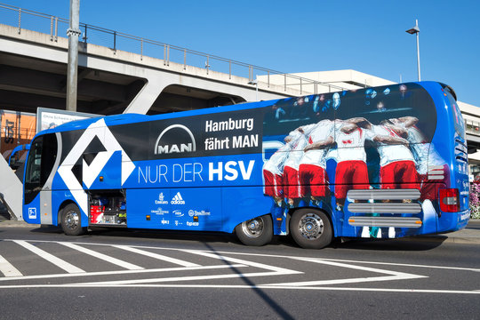 COLOGNE, GERMANY - September 9, 2016:  Team bus of the Hamburger SV football department.