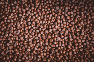 Hazelnuts. Stack of hazelnuts. Food background. Hazelnut background