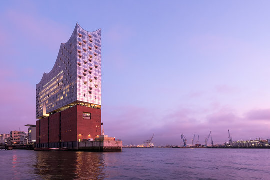 HAMBURG, GERMANY - December 22, 2017: The Elbphilharmonie (Elbe Philharmonic Hall). It is one of the largest and most acoustically advanced concert halls in the world.