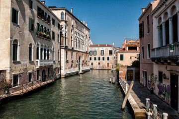 Fototapeta na wymiar The historic city of Venice built on the water in Italy