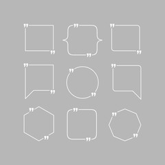 Quotation blank template in quotes isolated on gray. Creative banner illustration with blank quotation frame with quotes. Minimalistic modern empty template typography design for wisdom or motivation