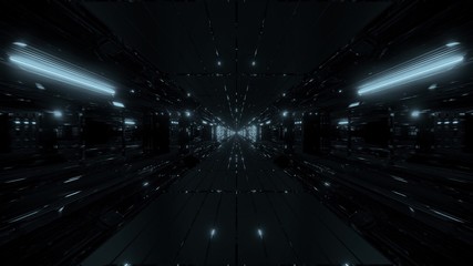 Fototapeta na wymiar highly abstract futuristic glowing scifi tunnel corridor with many nice reflections 3d rendering wallpaper background