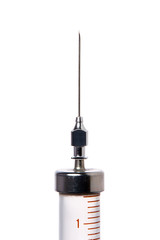 Vintage glass syringe on isolated white background