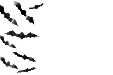 Bats cutout on Halloween frame on white table top view copy space