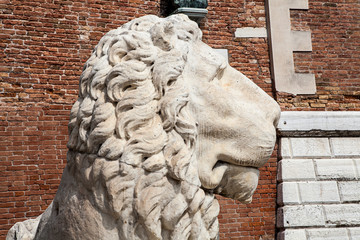 Sculptures adorning the city of Venice, Italy