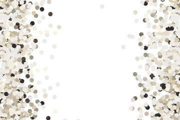 Silver sequins isolated on white background. Silver confetti.
