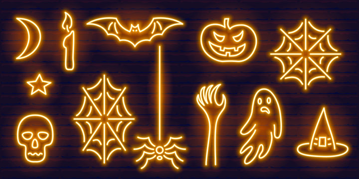 new set of halloween neon signs