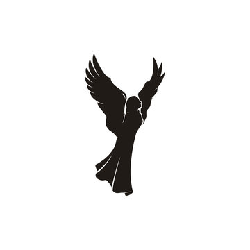 Silhouette of Beauty Woman Angel Logo