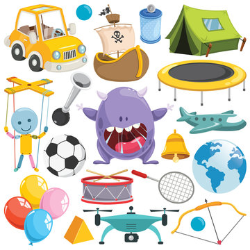 Collection Of Colorful Toys And Objects