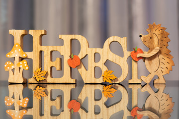 Hedgehog decoration for Autumn in German