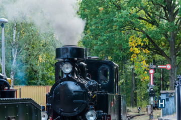 Fototapeta premium A small steam locomotive, Small beautiful steam locomotive