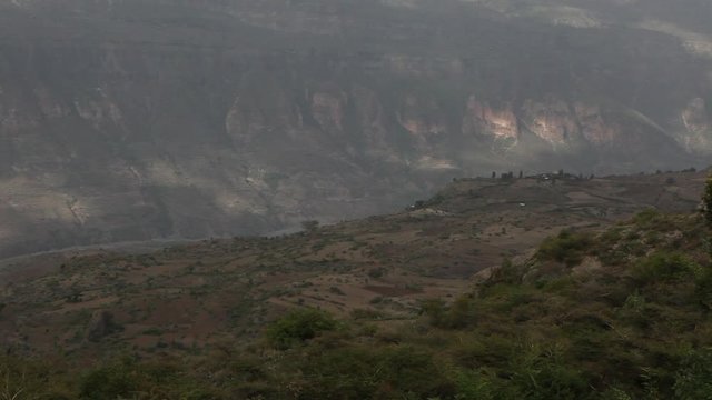 Entoto chain mountains and Jemma Valley in Oromo Region of Ethiopia