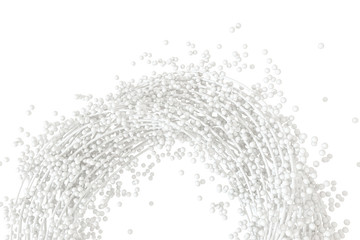 A mass of flowing spheres with white background, 3d rendering.