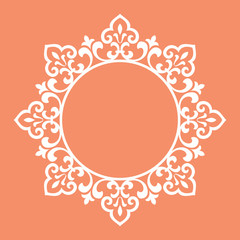 Decorative frame Elegant vector element for design in Eastern style, place for text. Floral pink border. Lace illustration for invitations and greeting cards