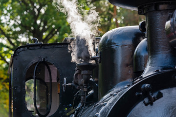 Whistle of a steam locomotive with white steam, Steam Locomotive, white steam