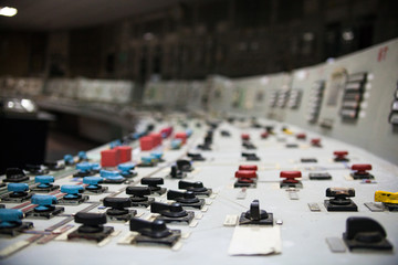 Fototapeta na wymiar Control panel of the nuclear power plant