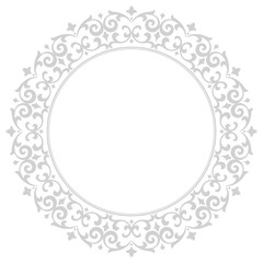 Decorative frame Elegant vector element for design in Eastern style, place for text. Floral grey border. Lace illustration for invitations and greeting cards