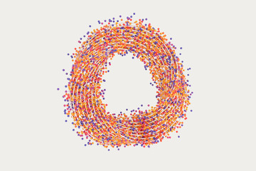 A mass of flowing spheres with white background, 3d rendering.