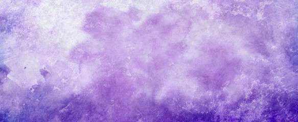 Fototapeta na wymiar purple watercolor paint splash or blotch background with fringe bleed wash and bloom design, blobs of paint and old vintage watercolor paper texture grain