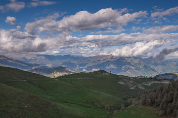 Obraz premium Landscapes of the French Alps, mountains, peaks, altitude of about 1000 meters above sea level