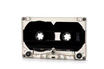 Compact audio tapes for magnetic recording on a white background.Compact cassette
