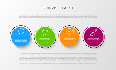 Vector Infographic with 4 color circle icons with shadow