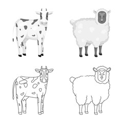 Vector illustration of breeding and kitchen sign. Collection of breeding and organic stock symbol for web.