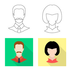 Isolated object of professional and photo icon. Set of professional and profile stock symbol for web.