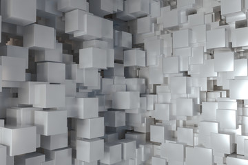 The room made of cubes, in three-dimensional space, 3d rendering.