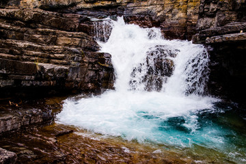 A water fall in Johnston Canyon in Banff National Park.