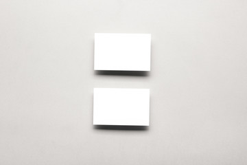 Business cards blank. Mockup on color background. Flat Lay. copy space for text.