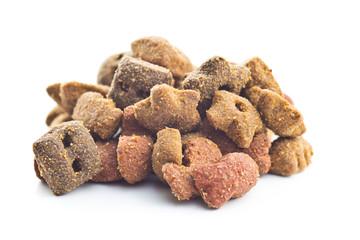 Dry kibble pet food. Kibble for dog or cat.