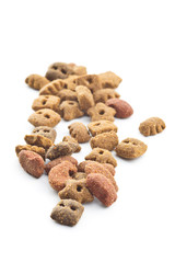 Dry kibble pet food. Kibble for dog or cat.