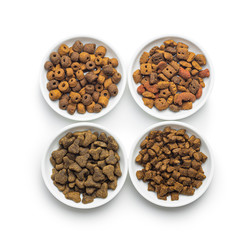 Dry kibble pet food. Kibble for dog or cat.
