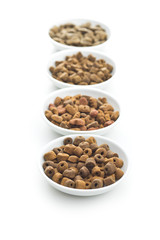 Dry kibble pet food. Kibble for dog or cat.
