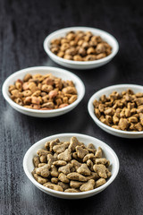 Dry kibble pet food. Kibble for dog or cat.