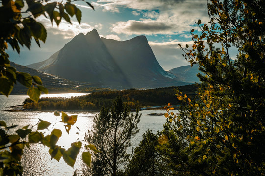 View over Efjord in autumn