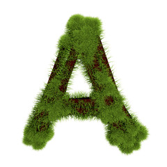 Grass letter A isolated on white background. Symbol covered green grass. Eco letter. 3d illustration